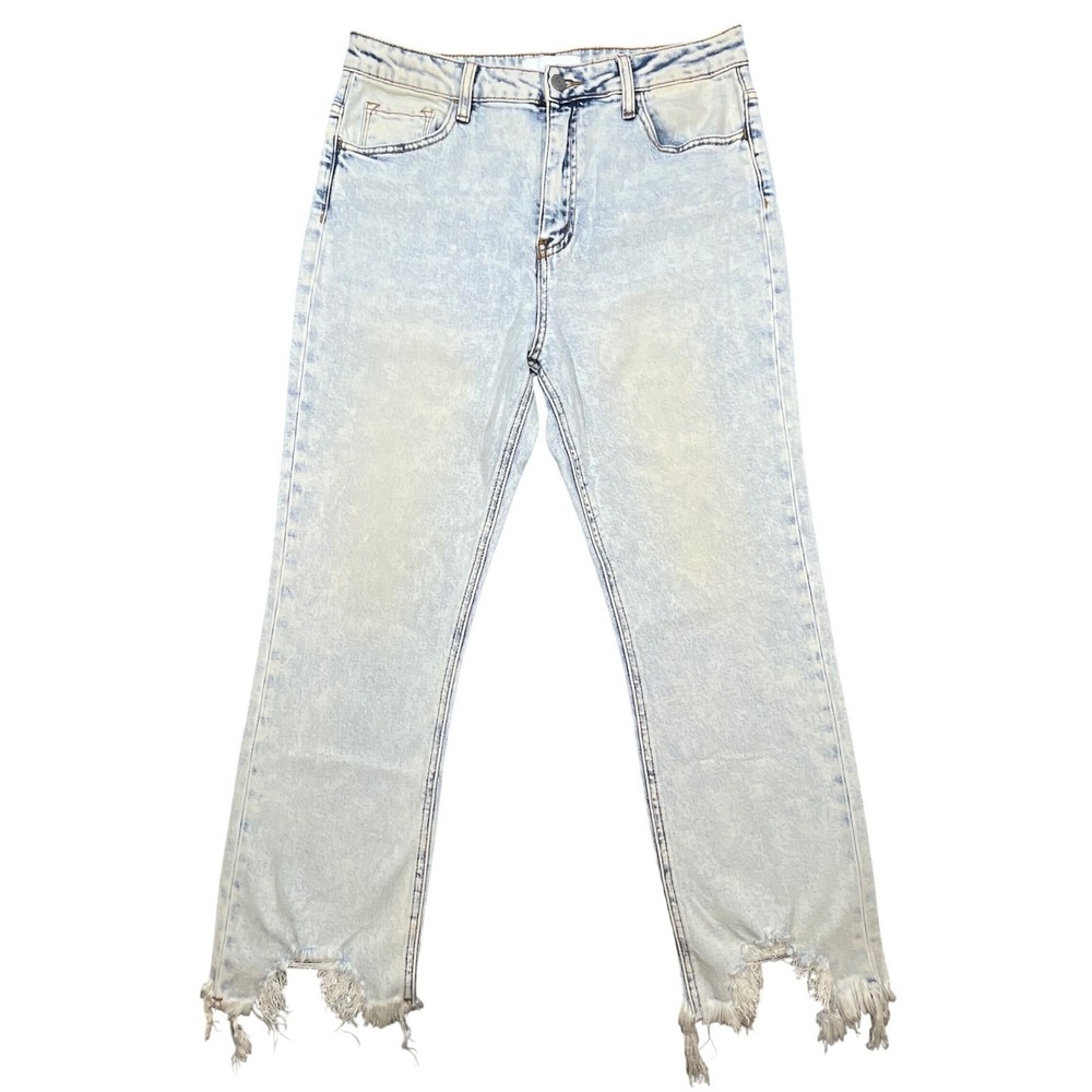 Vervet Light Acid Wash Distressed Frayed Hem Jeans Women 30